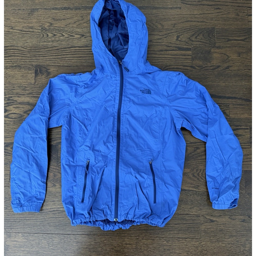 The North Face Venture Rain Jacket Womens Large Blue Nylon Dryvent Full Zip